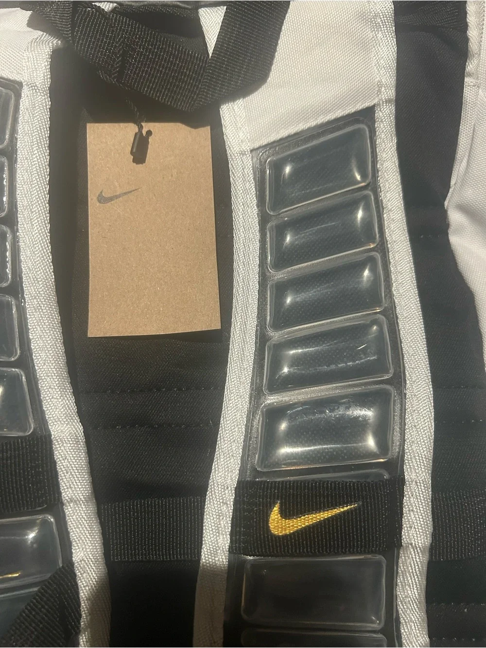 Nike White and Gold Sports Backpack